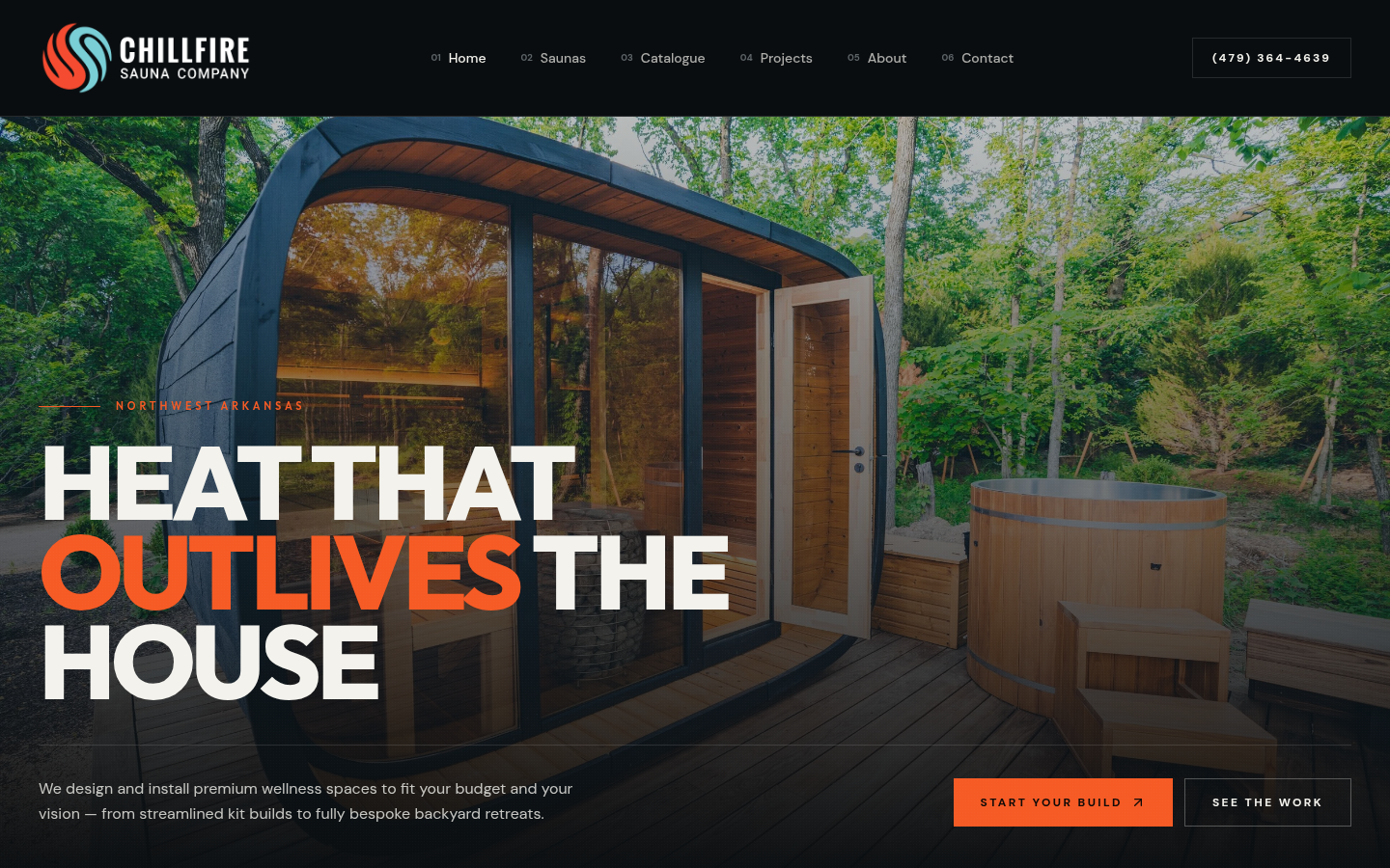 Chillfire Sauna Company website homepage designed by Elemental